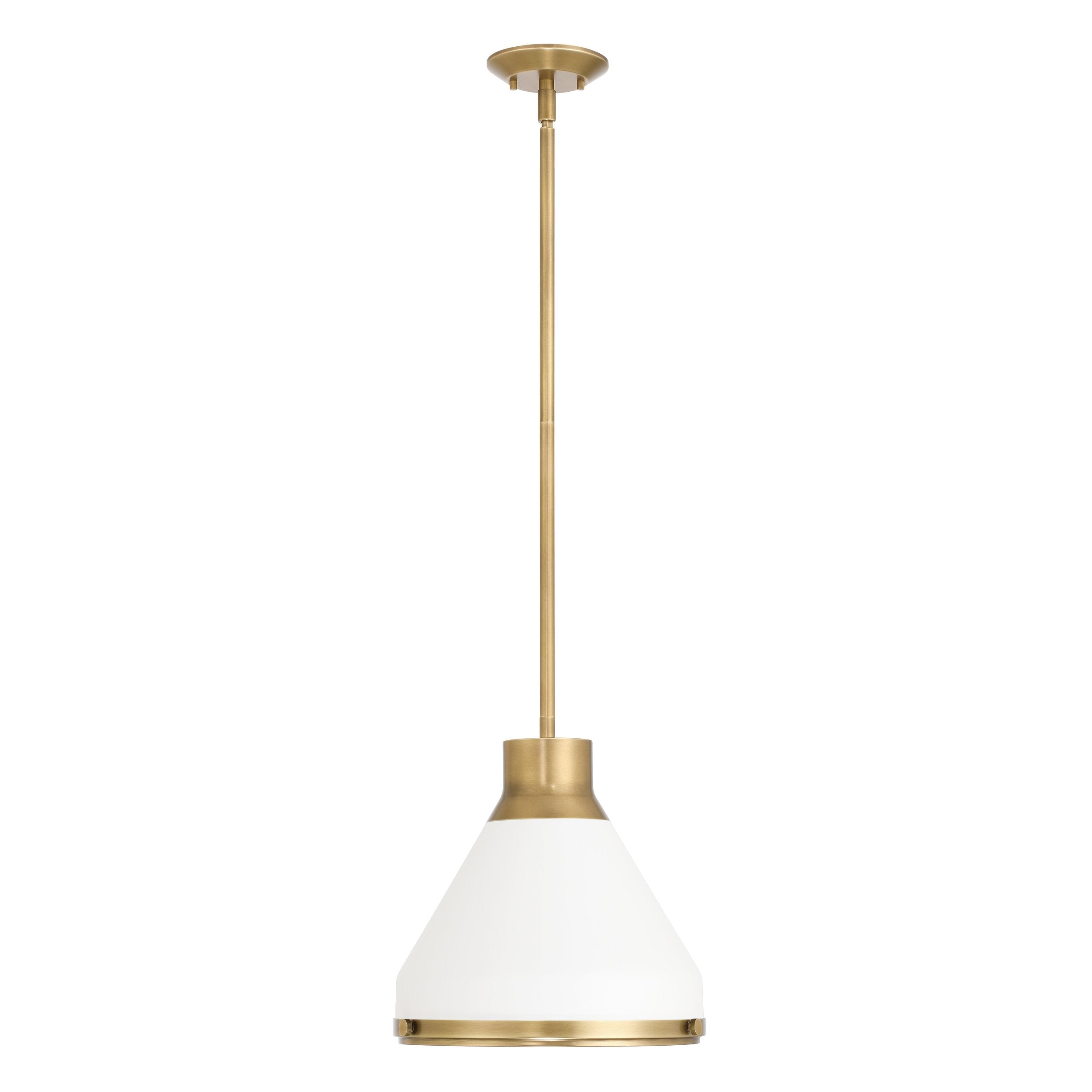 Doyle 13-inch 1-light Natural Brass Pendant Light with Matte White Metal Shade
