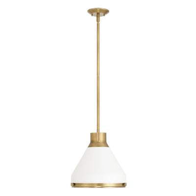 Doyle 13-inch 1-light Natural Brass Pendant Light with Matte White Metal Shade