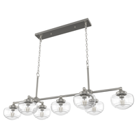 Saddle Creek 17.25-inch 7-light Brushed Nickel Linear Chandelier with Seeded Glass