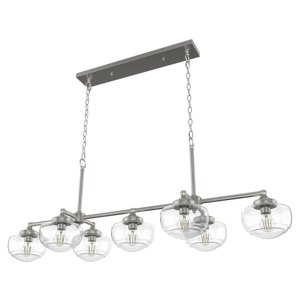 Saddle Creek 17.25-inch 7-light Brushed Nickel Linear Chandelier with Seeded Glass