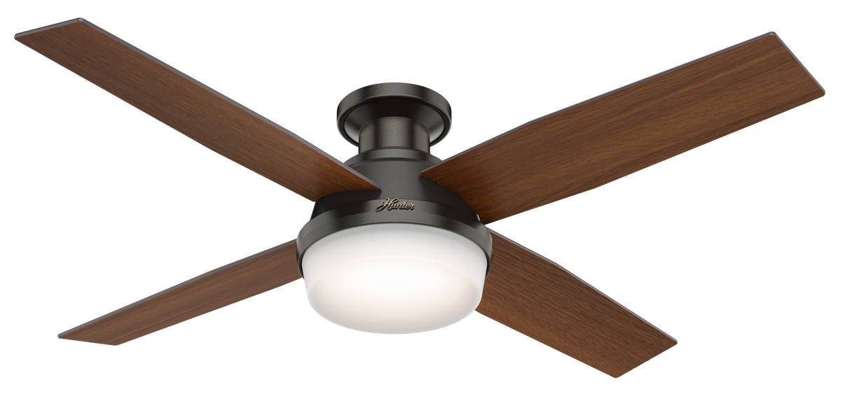 52 inch Dempsey Noble Bronze Low Profile Ceiling Fan with LED Light Kit and Handheld Remote