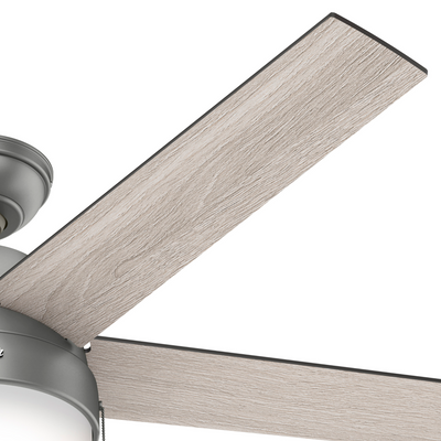 52 inch Anslee Matte Silver Ceiling Fan with LED Light Kit and Pull Chain