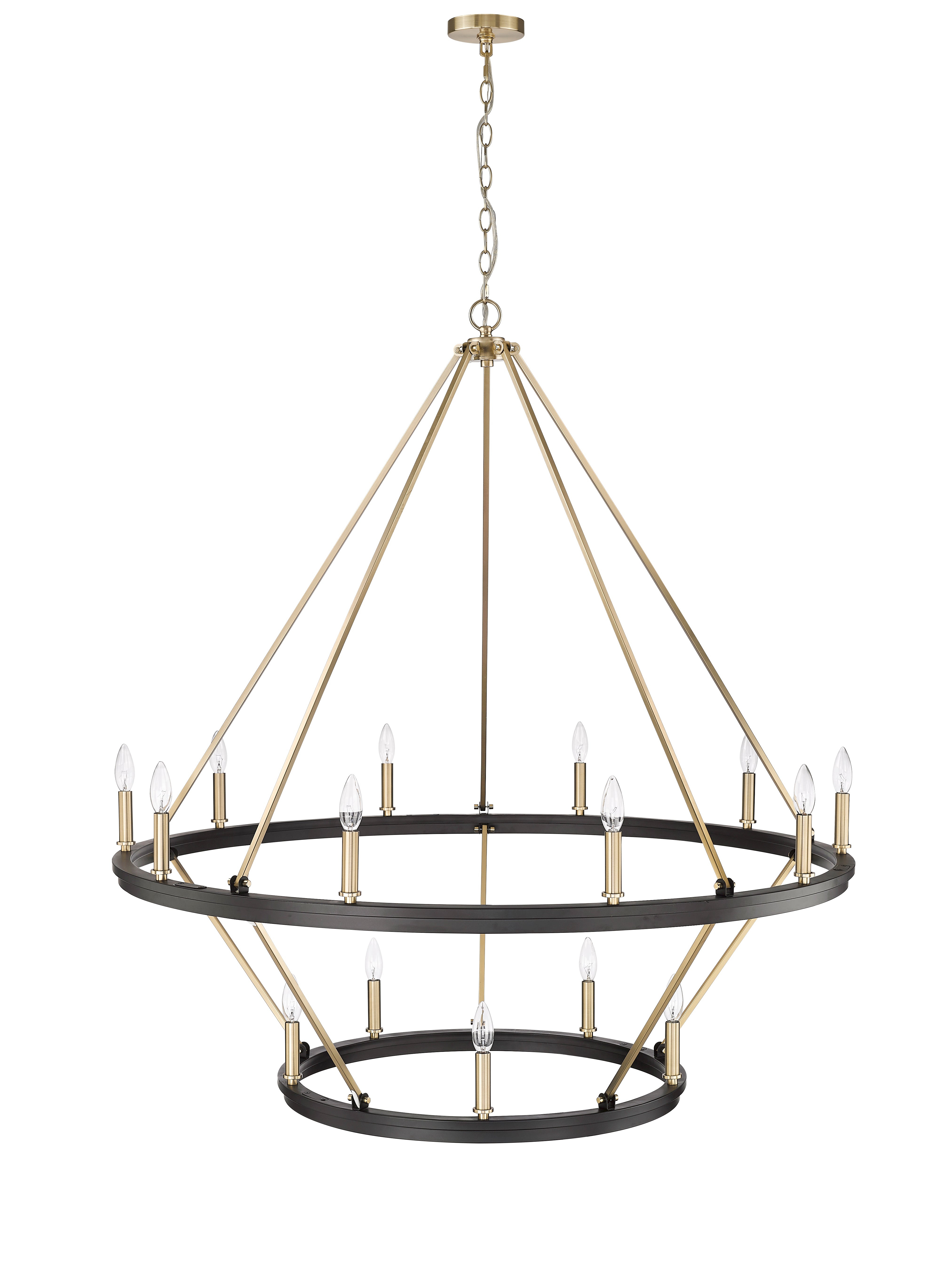 48.5'' Carruth Matte Black/Modern Gold 15 Light Chandelier