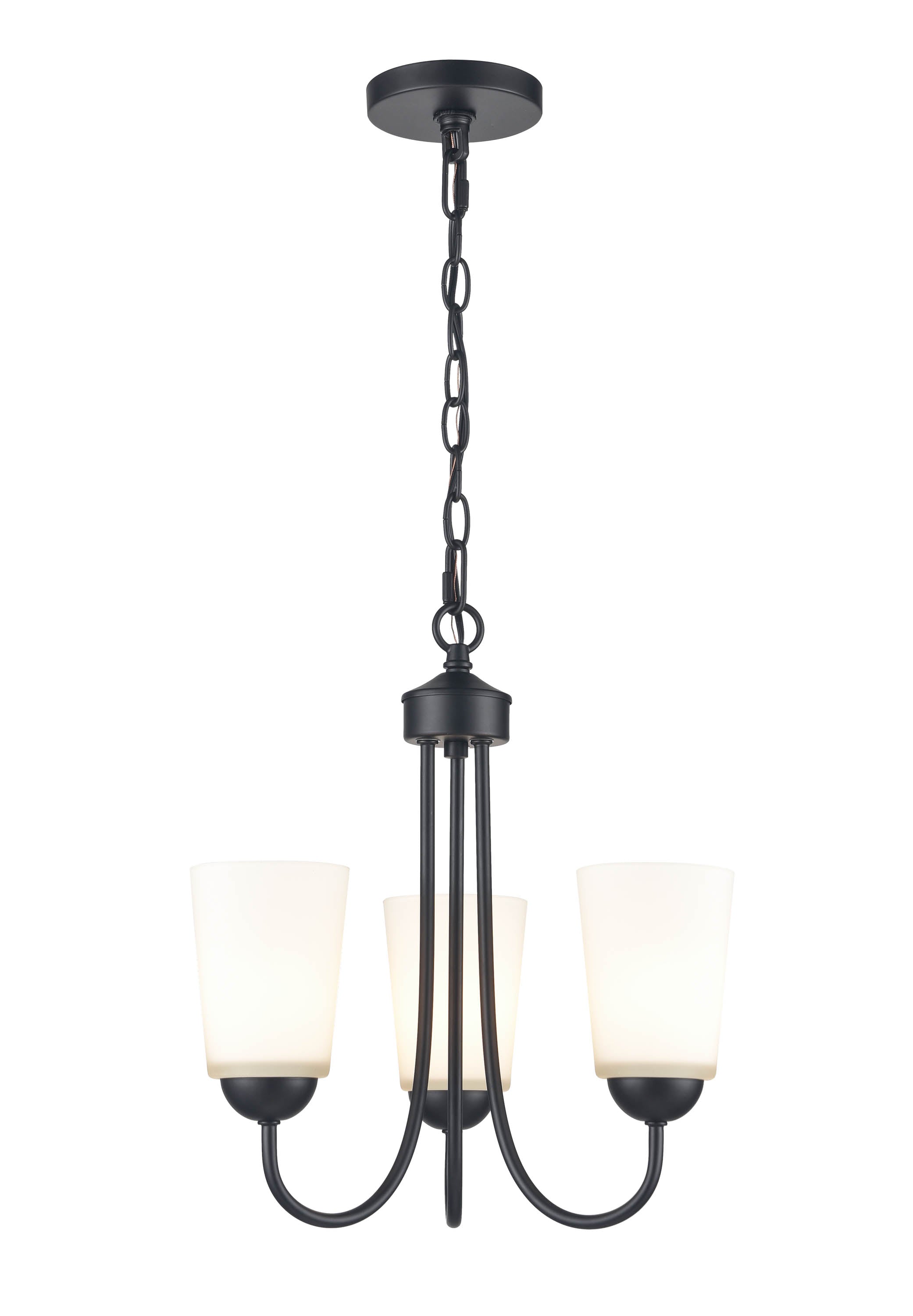 15.5'' Ivey Lake Matte Black 3 Light Chandelier