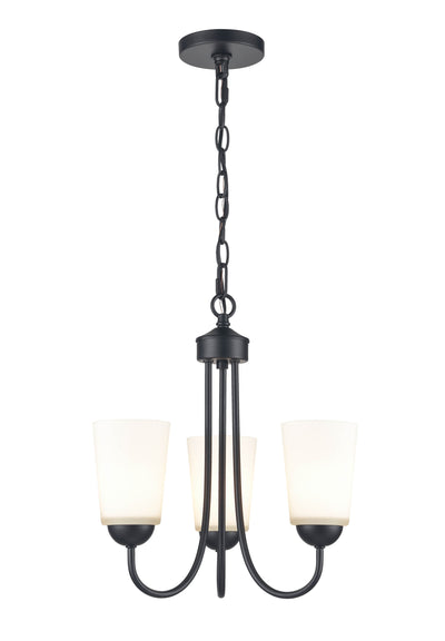 15.5'' Ivey Lake Matte Black 3 Light Chandelier
