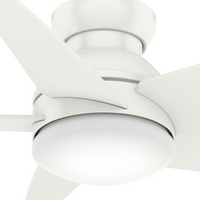 Casablanca 44 inch Isotope Fresh White Low Profile Ceiling Fan with LED Light Kit and Wall Control