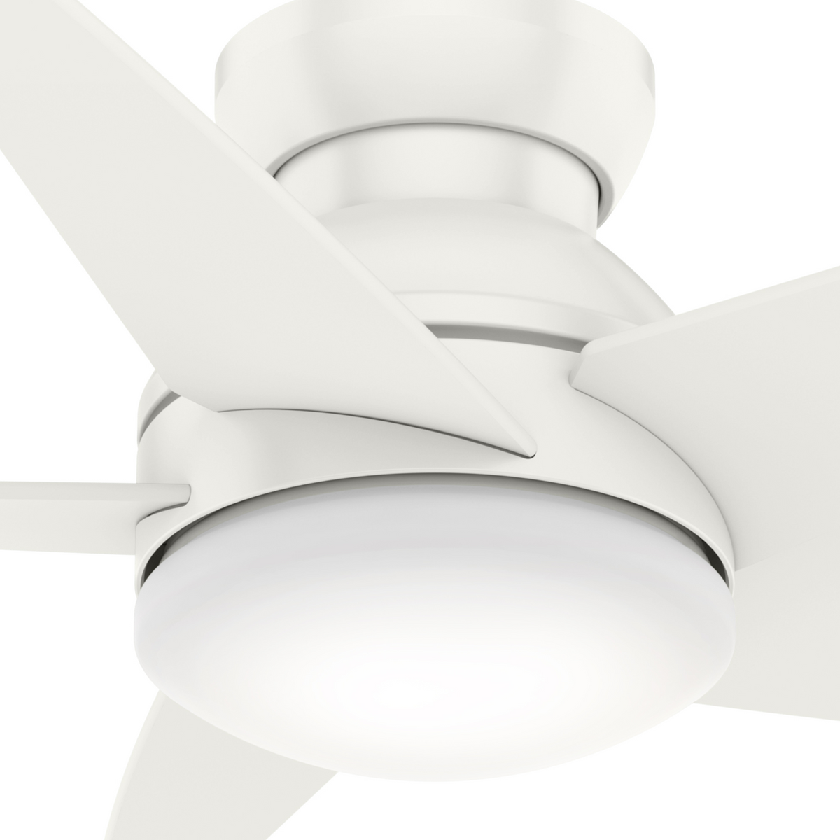 Casablanca 44 inch Isotope Fresh White Low Profile Ceiling Fan with LED Light Kit and Wall Control