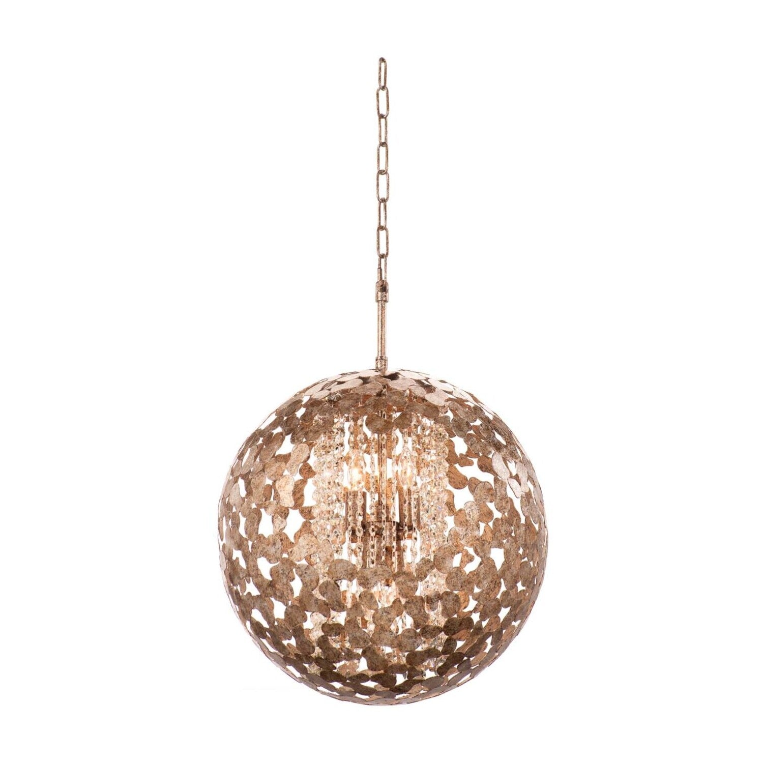 26'' Belladonna 4 Light Antique Silver Leaf Chandelier