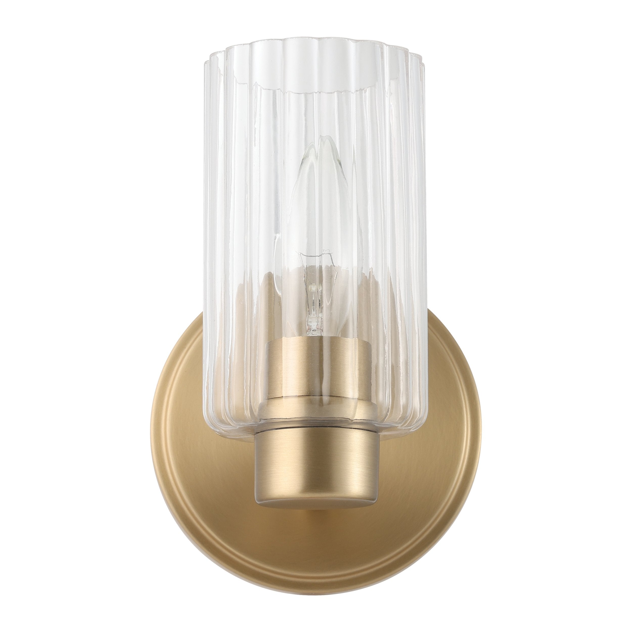 Bedminster 5-inch 1-light Champagne Gold Vanity Light with Clear Ribbed Glass Shade