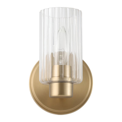 Bedminster 5-inch 1-light Champagne Gold Vanity Light with Clear Ribbed Glass Shade