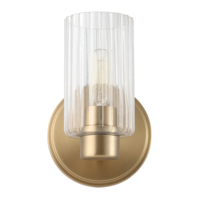 Bedminster 5-inch 1-light Champagne Gold Vanity Light with Clear Ribbed Glass Shade