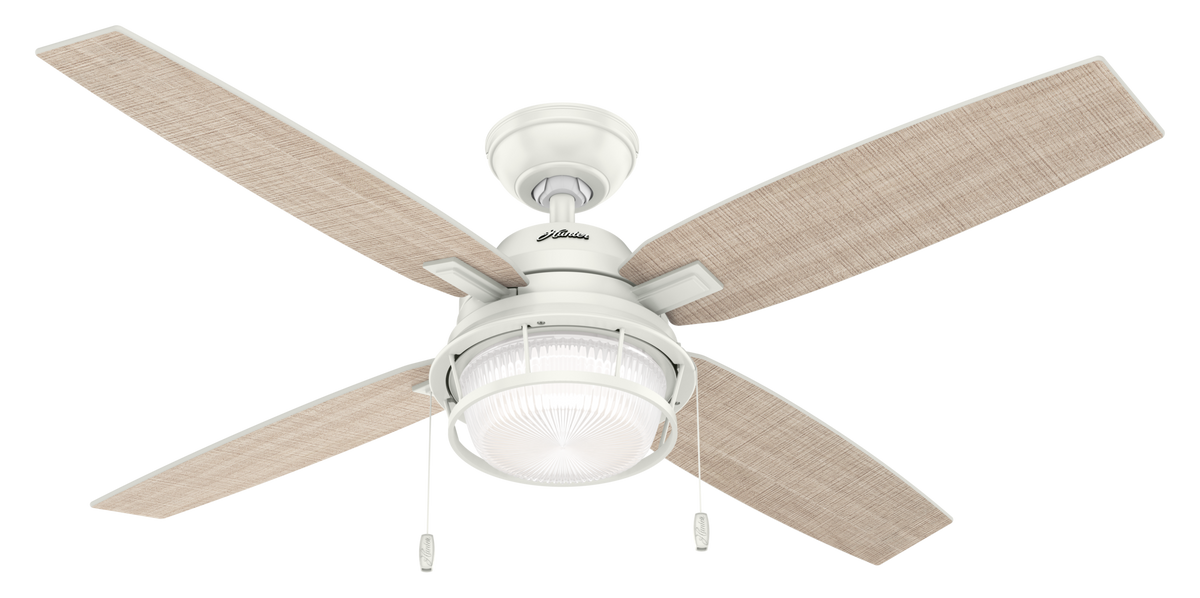 52 inch Ocala Fresh White Damp Rated Ceiling Fan with LED Light Kit and Pull Chain