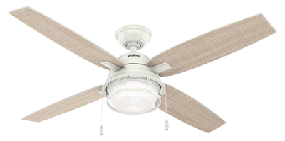 52 inch Ocala Fresh White Damp Rated Ceiling Fan with LED Light Kit and Pull Chain