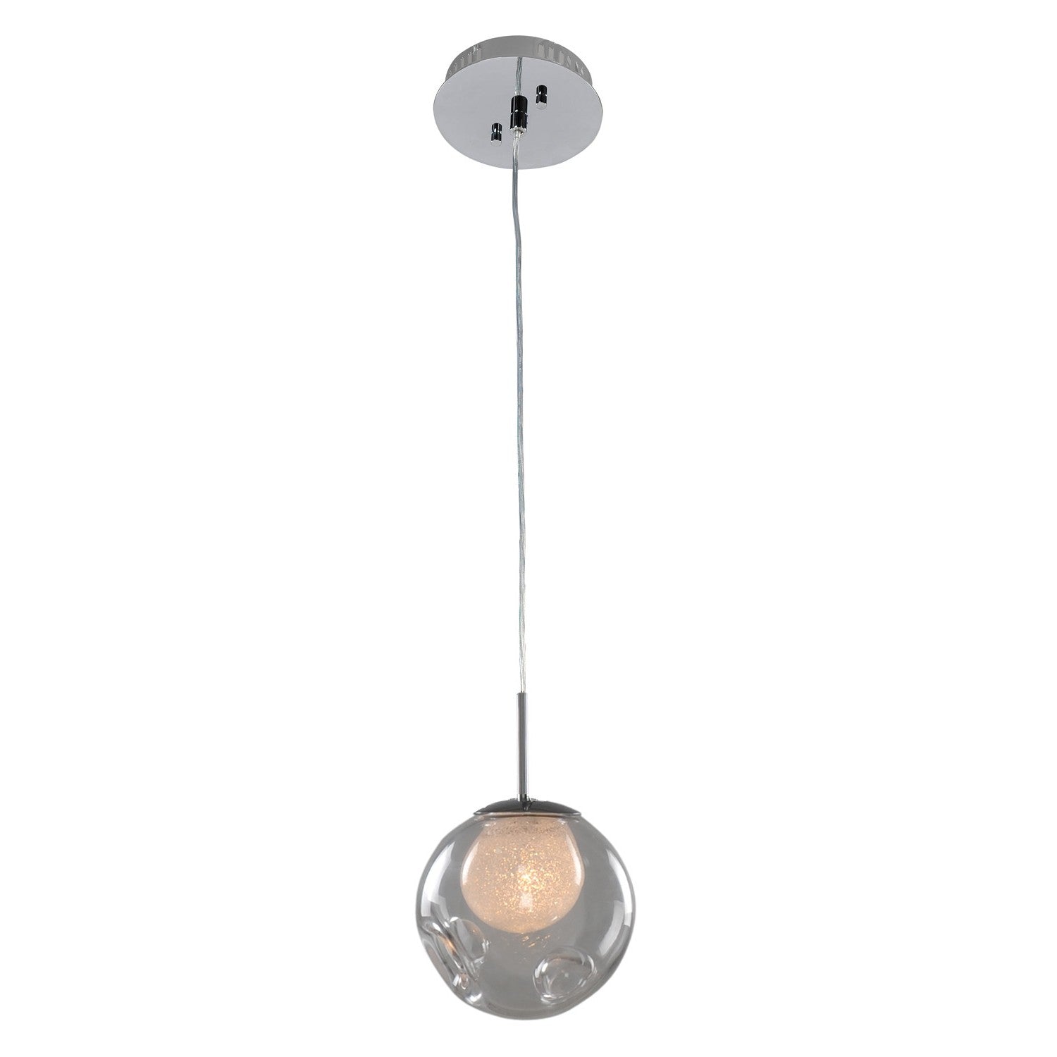 12'' Meteor 1 Light Polished Chrome Pendant