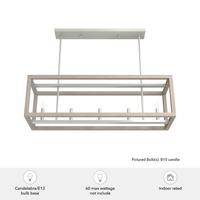 Squire Manor 40-inch 5-light Brushed Nickel and Bleached Wood Linear Chandelier