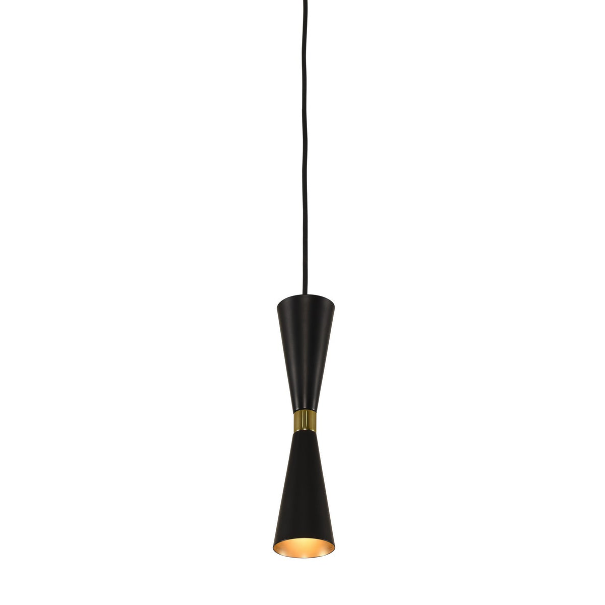 12'' Milo 1 Light Matte Black w/ Vintage Brass Pendant