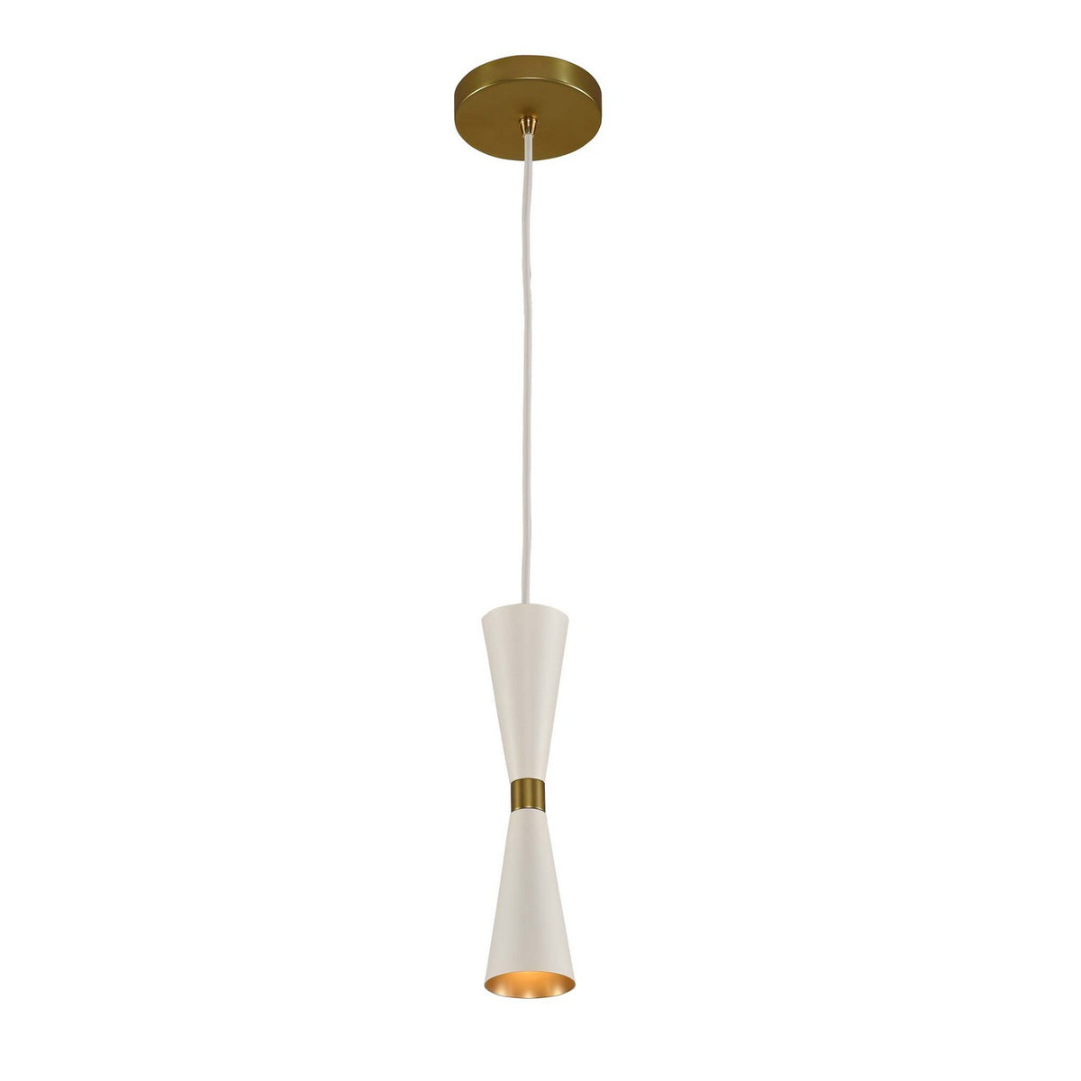 12'' Milo 1 Light White w/ Vintage Brass Pendant