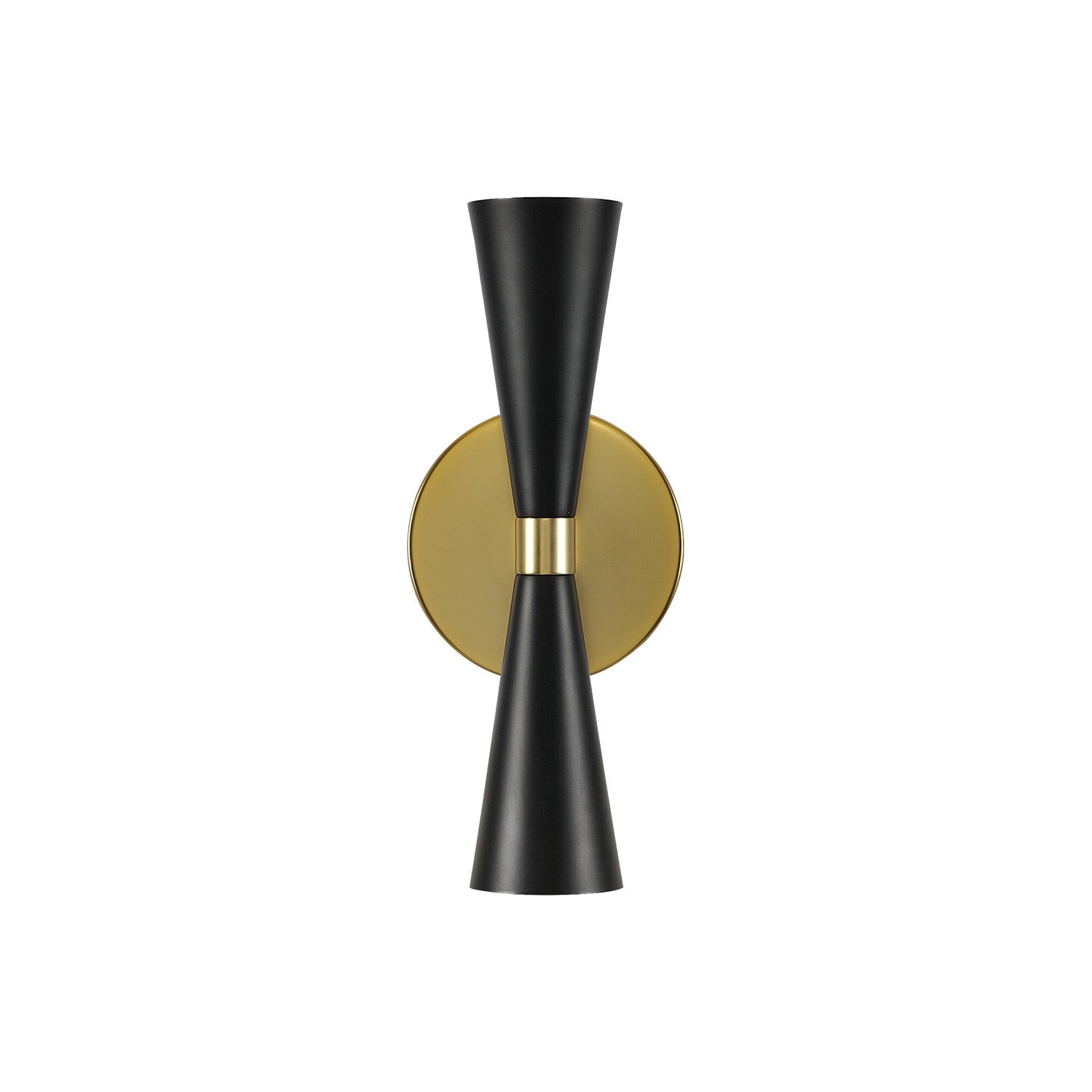 5'' Milo 2 Light Matte Black w/ Vintage Brass Wall Sconce
