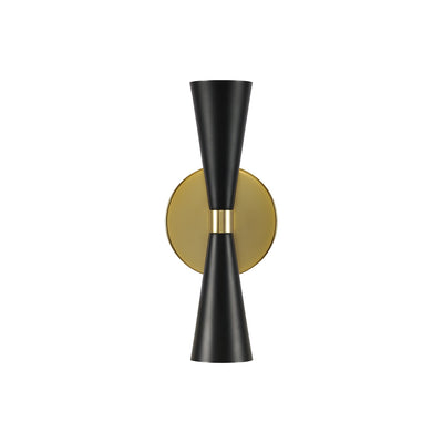 5'' Milo 2 Light Matte Black w/ Vintage Brass Wall Sconce