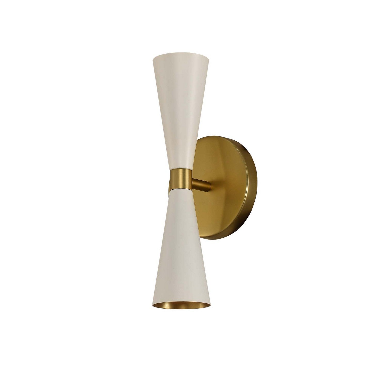 5'' Milo 2 Light White w/ Vintage Brass Wall Sconce