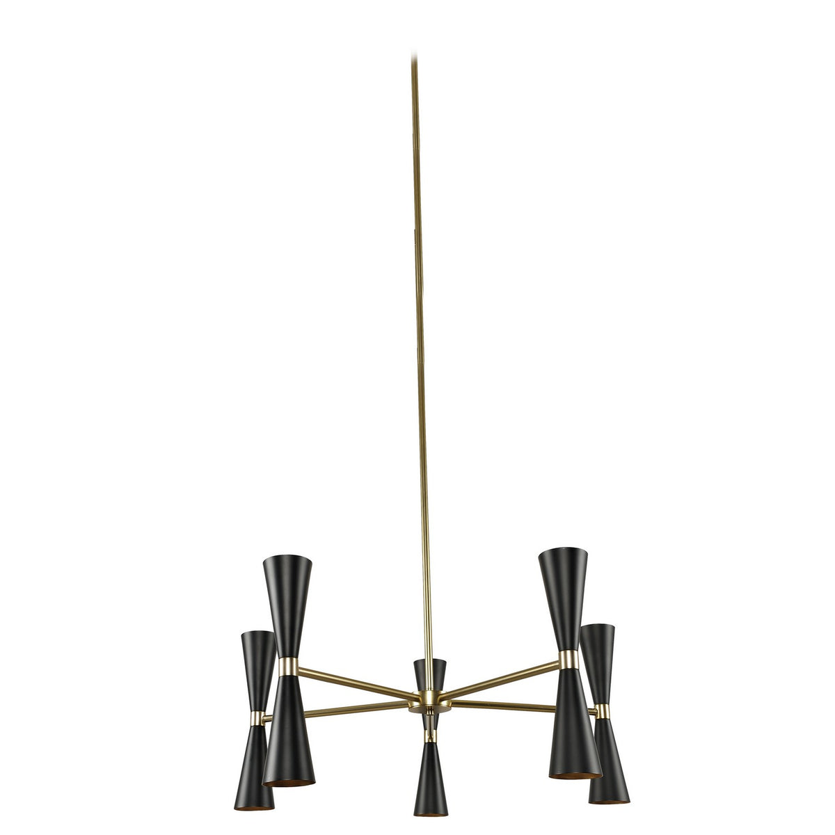 20'' Milo 12 Light Matte Black w/ Vintage Brass Chandelier