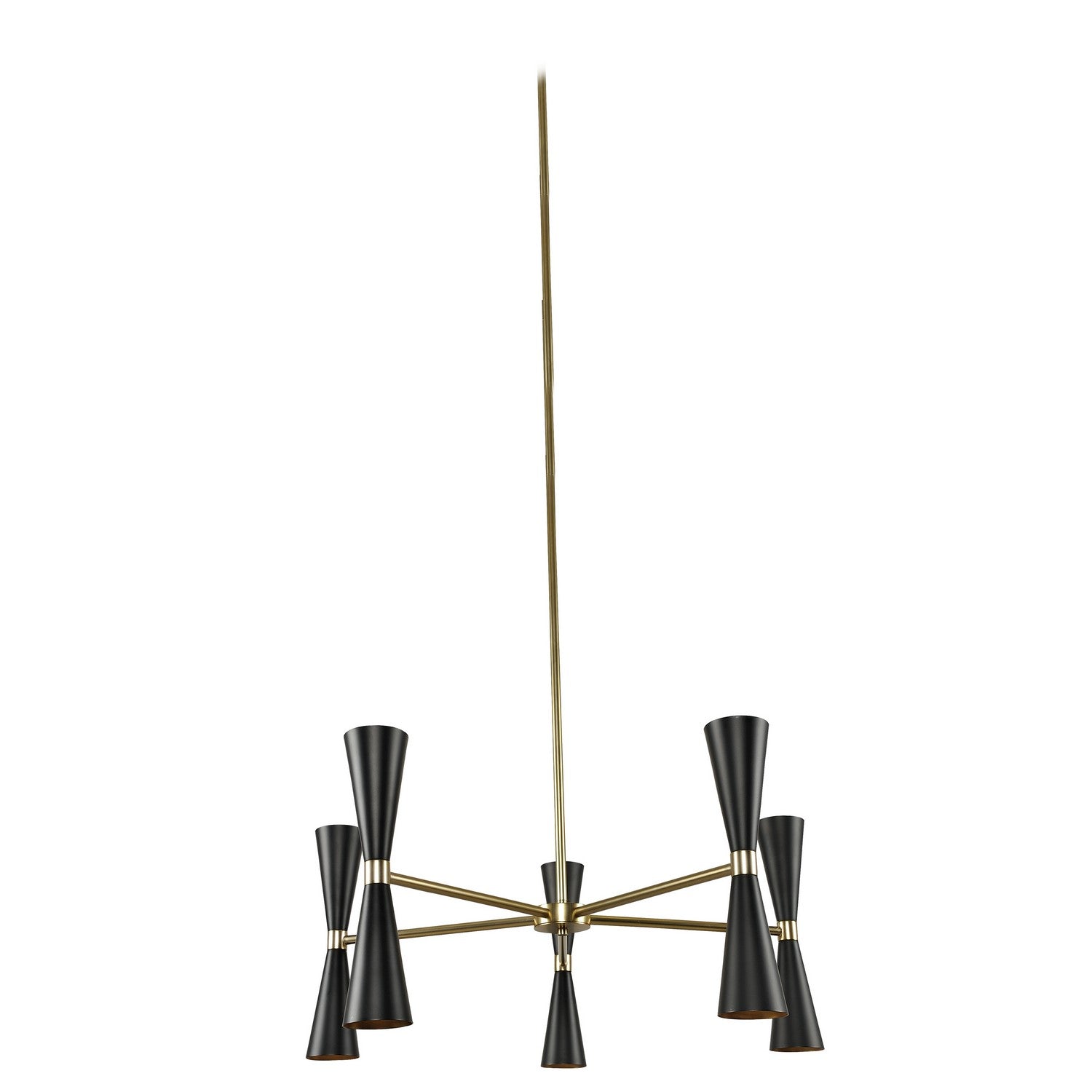 20'' Milo 12 Light Matte Black w/ Vintage Brass Chandelier