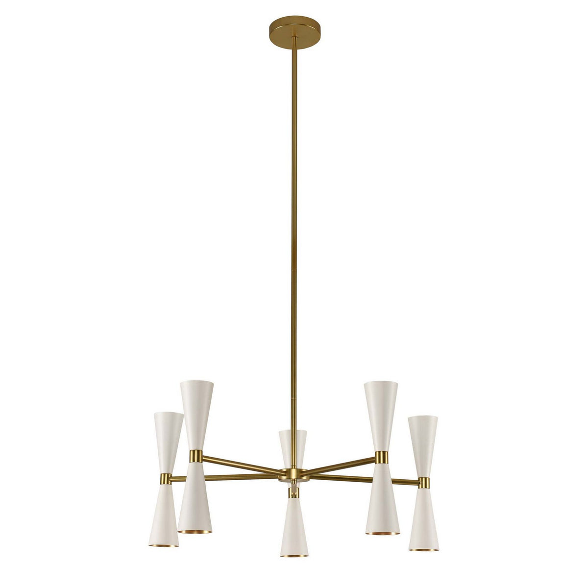 20'' Milo 12 Light White w/ Vintage Brass Chandelier