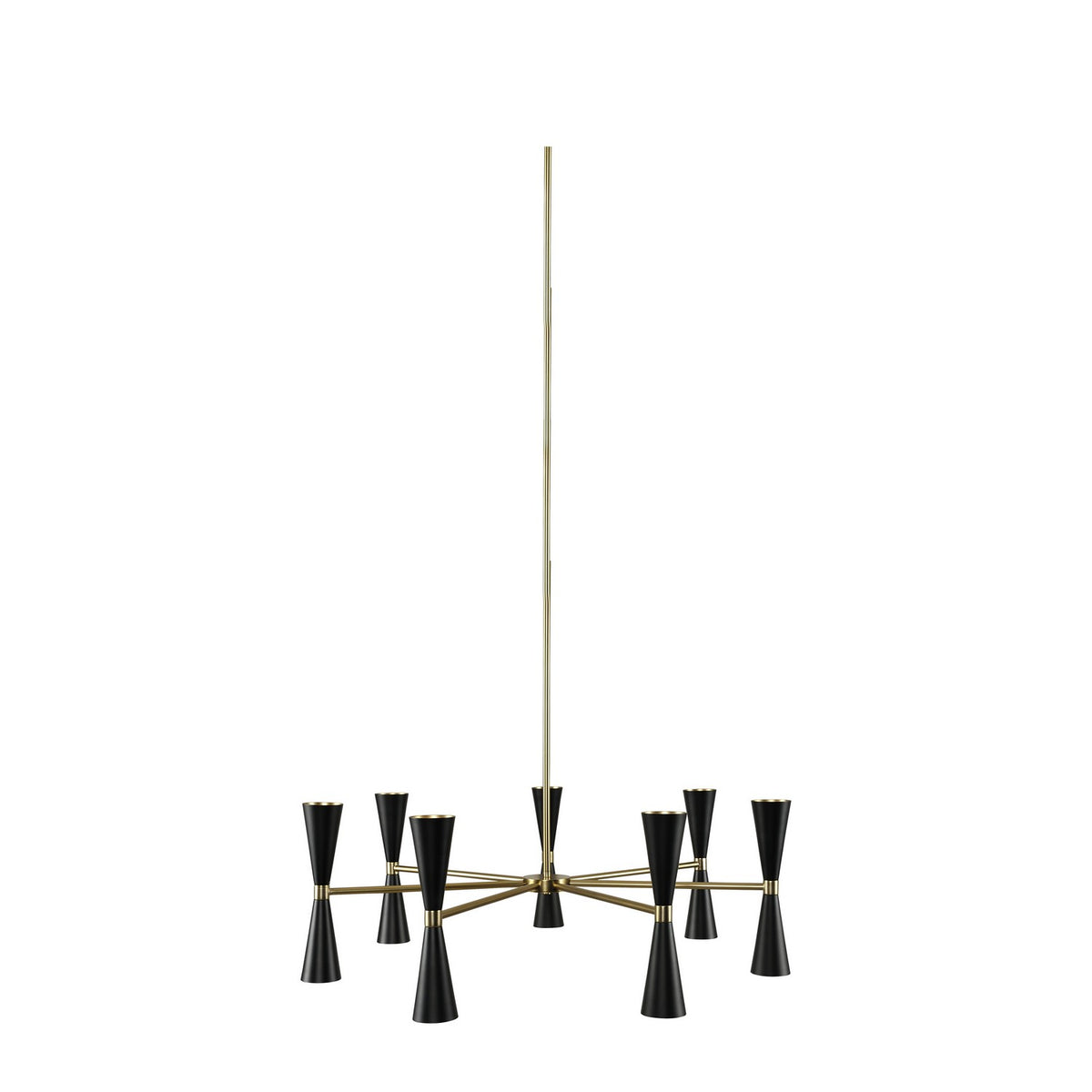 19'' Milo 12 Light Matte Black w/ Vintage Brass Chandelier