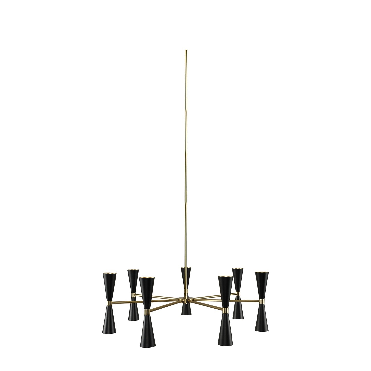 19'' Milo 12 Light Matte Black w/ Vintage Brass Chandelier