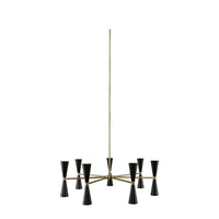 19'' Milo 12 Light Matte Black w/ Vintage Brass Chandelier