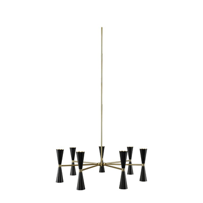 19'' Milo 12 Light Matte Black w/ Vintage Brass Chandelier