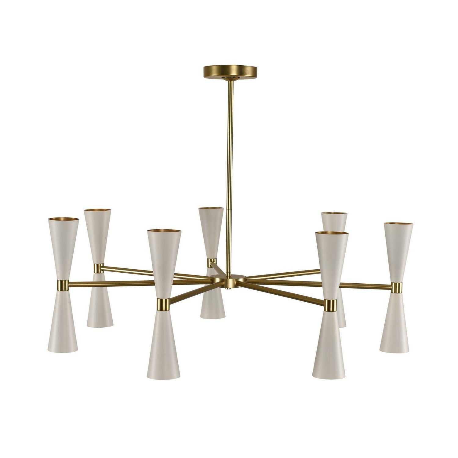19'' Milo 12 Light White w/ Vintage Brass Chandelier