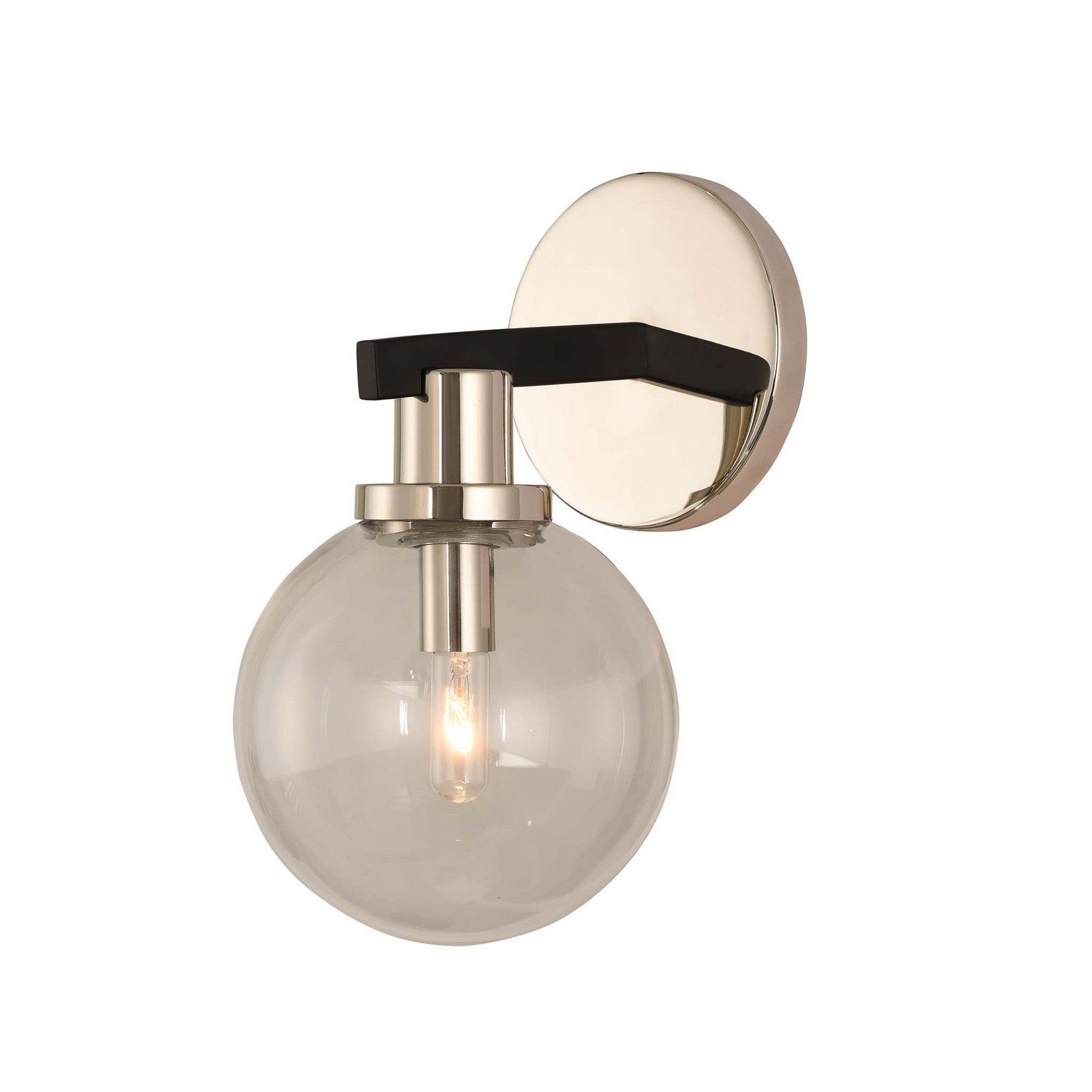 6'' Cameo 1 Light Matte Black w/ Polished Nickel Wall Sconce