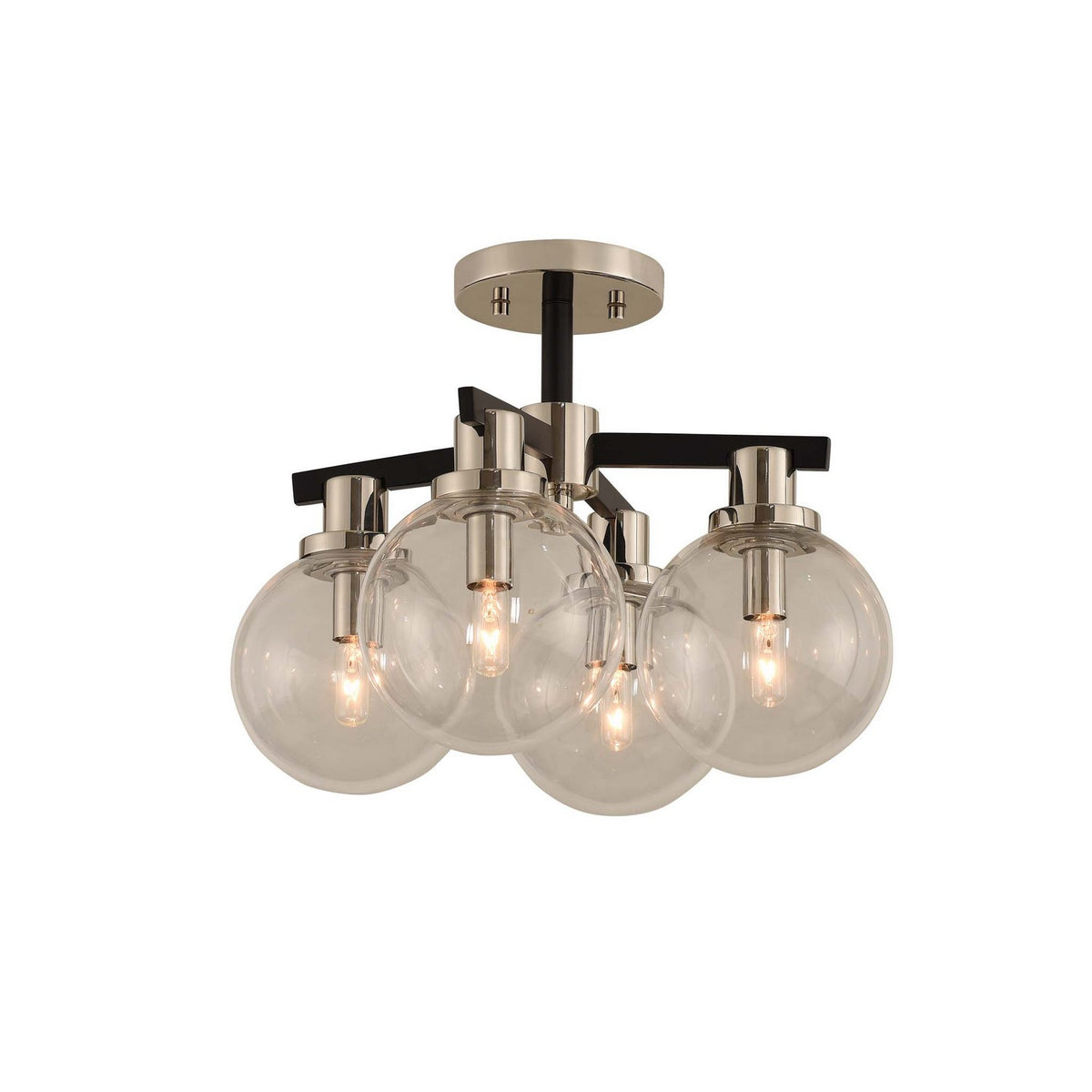 13'' Cameo 4 Light Matte Black w/ Polished Nickel Semi-Flush Mount