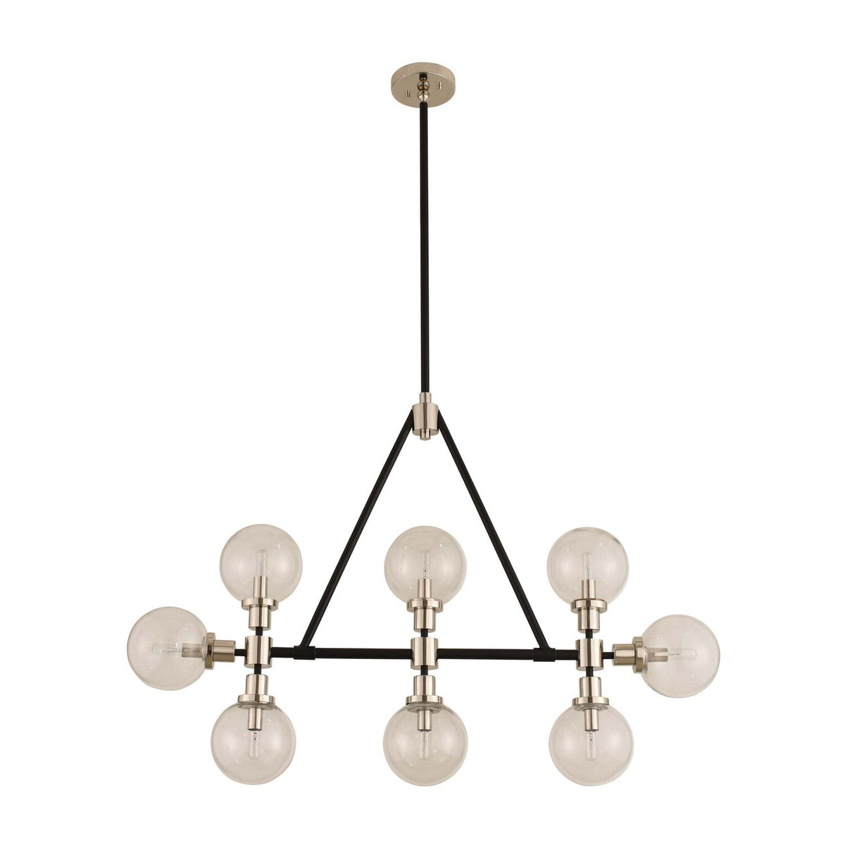 16'' Cameo 8 Light Matte Black w/ Polished Nickel Linear Pendant
