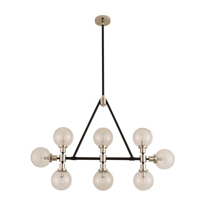 16'' Cameo 8 Light Matte Black w/ Polished Nickel Linear Pendant