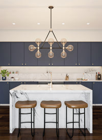16'' Cameo 8 Light Matte Black w/ Polished Nickel Linear Pendant