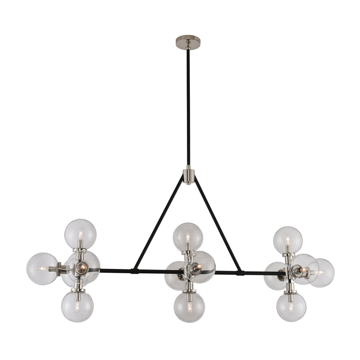 36'' Cameo 14 Light Matte Black w/ Polished Nickel Linear Pendant