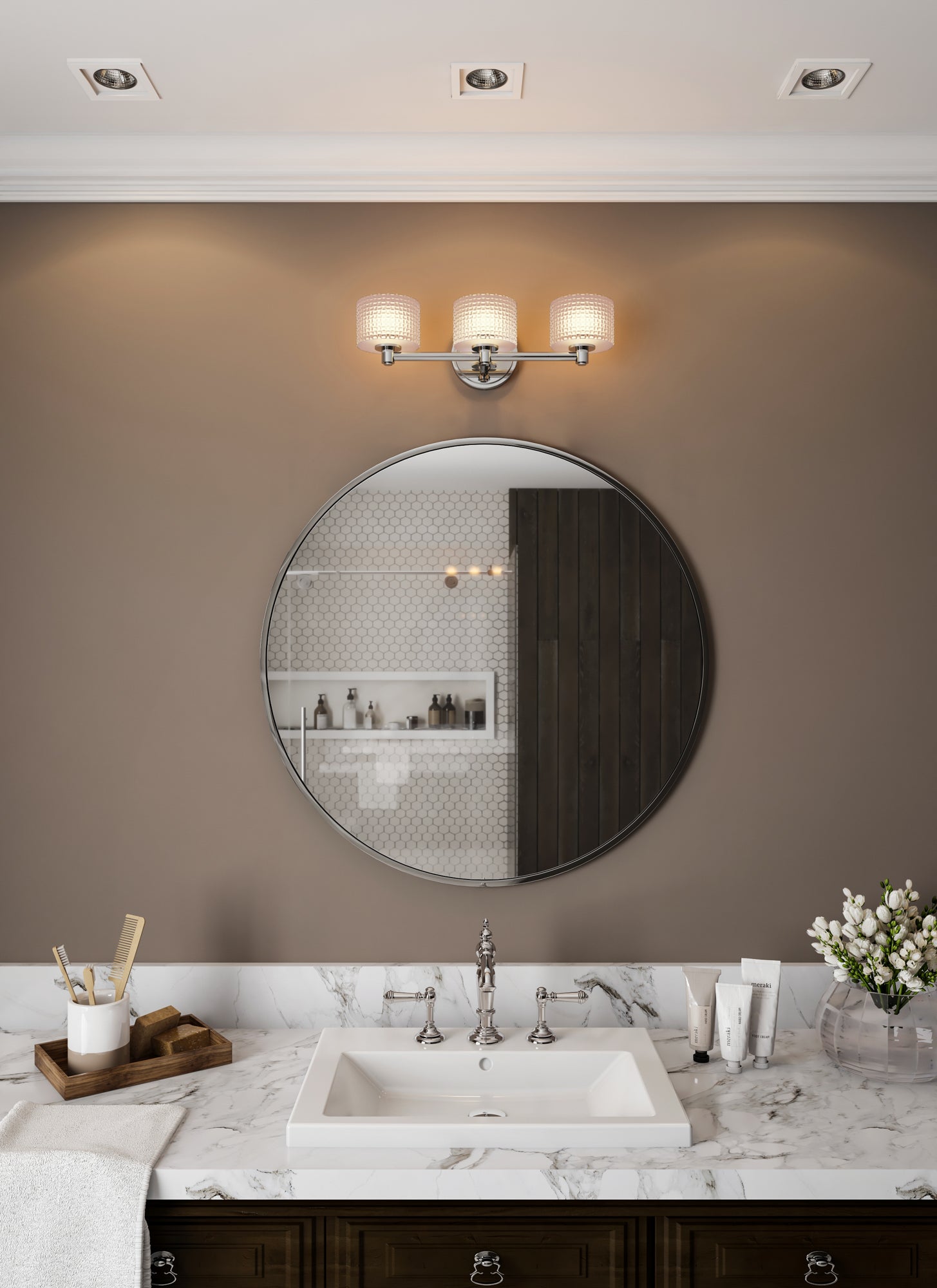 19'' Willow 3 Light Polished Chrome Vanity Light