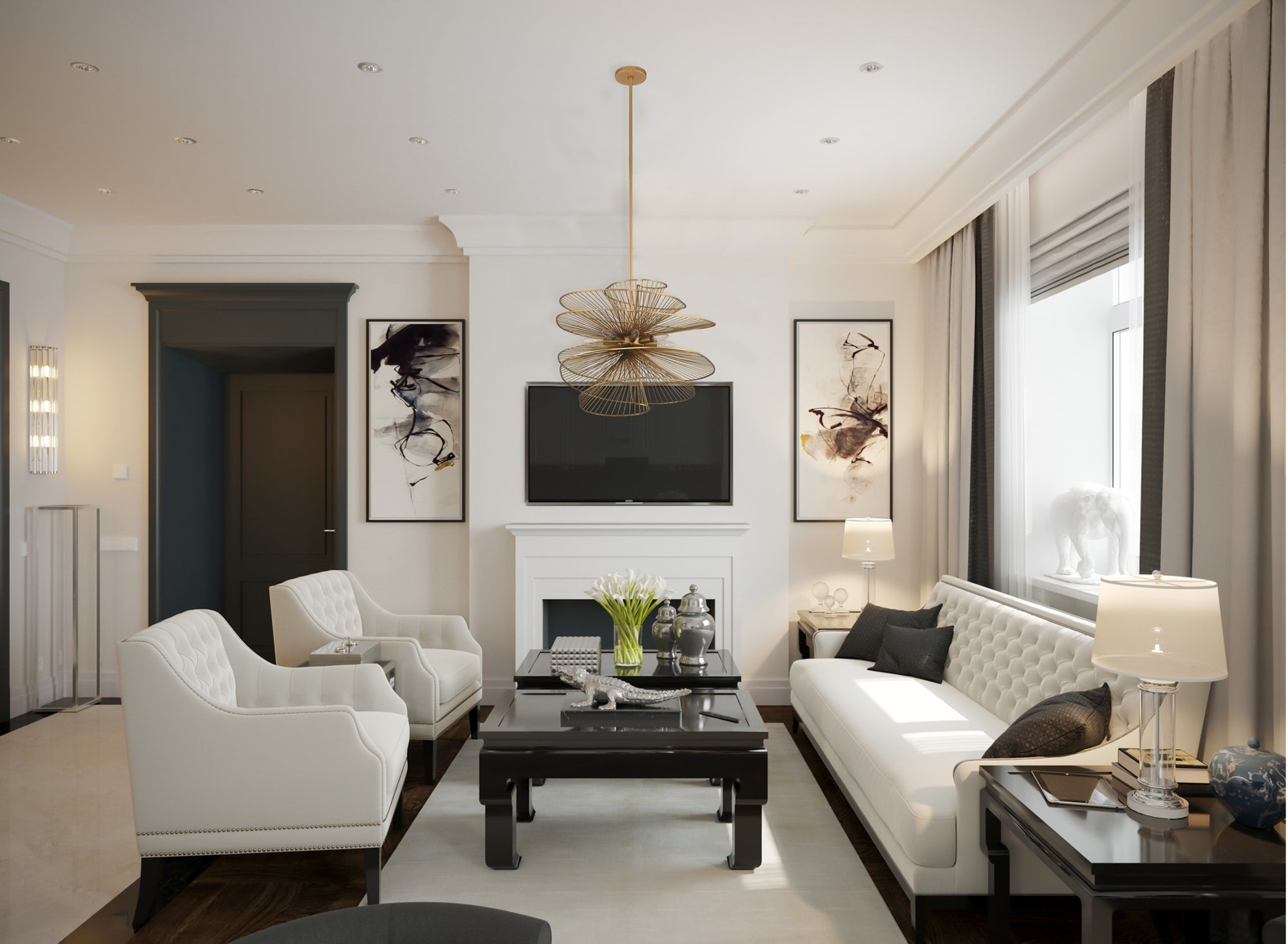 19'' Aurora 8 Light Nordic Brass Chandelier