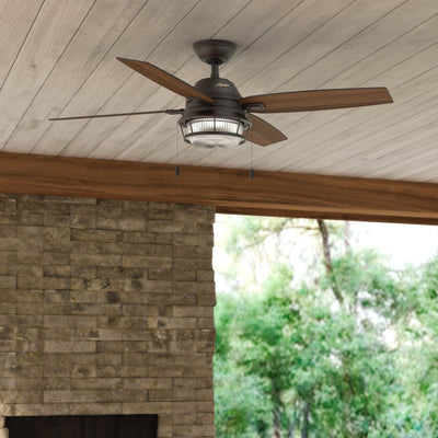 52 inch Ocala Noble Bronze Damp Rated Ceiling Fan with LED Light Kit and Pull Chain