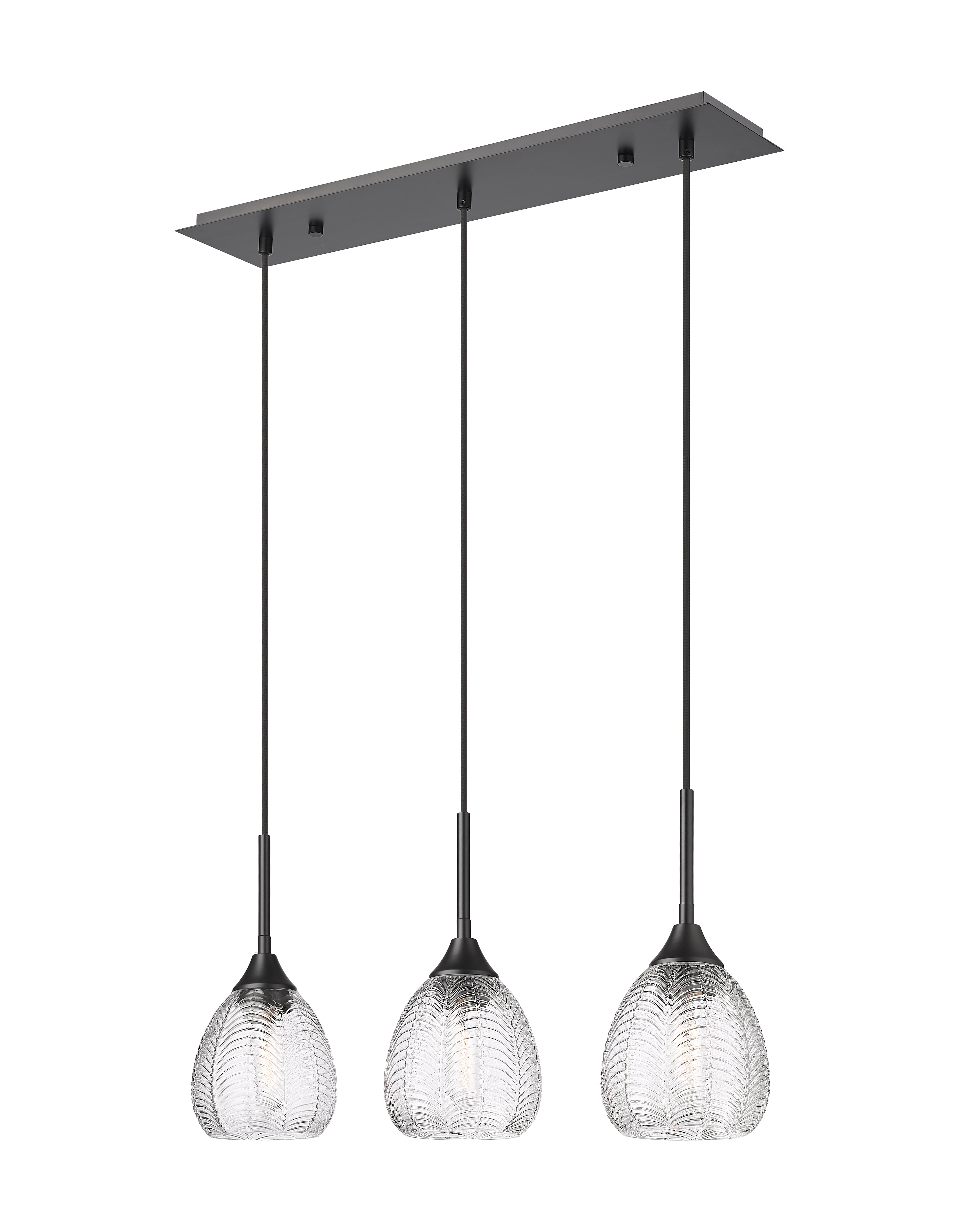 Downtown Urban Island Light Glass Steel Finish