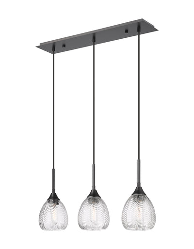 Downtown Urban Island Light Glass Steel Finish