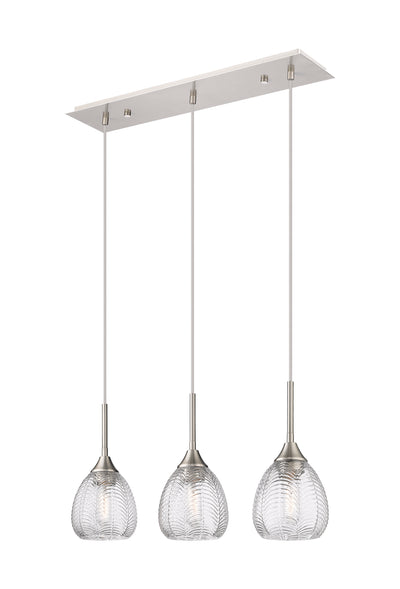 Downtown Urban Island Light Glass Steel Finish