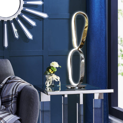 Prague Chrome & Gold Table Lamp | Natural White LED Strip & Touch Dimmer