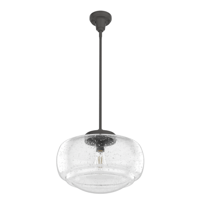 Saddle Creek 16-inch 1-light Noble Bronze Schoolhouse Pendant with Seeded Glass