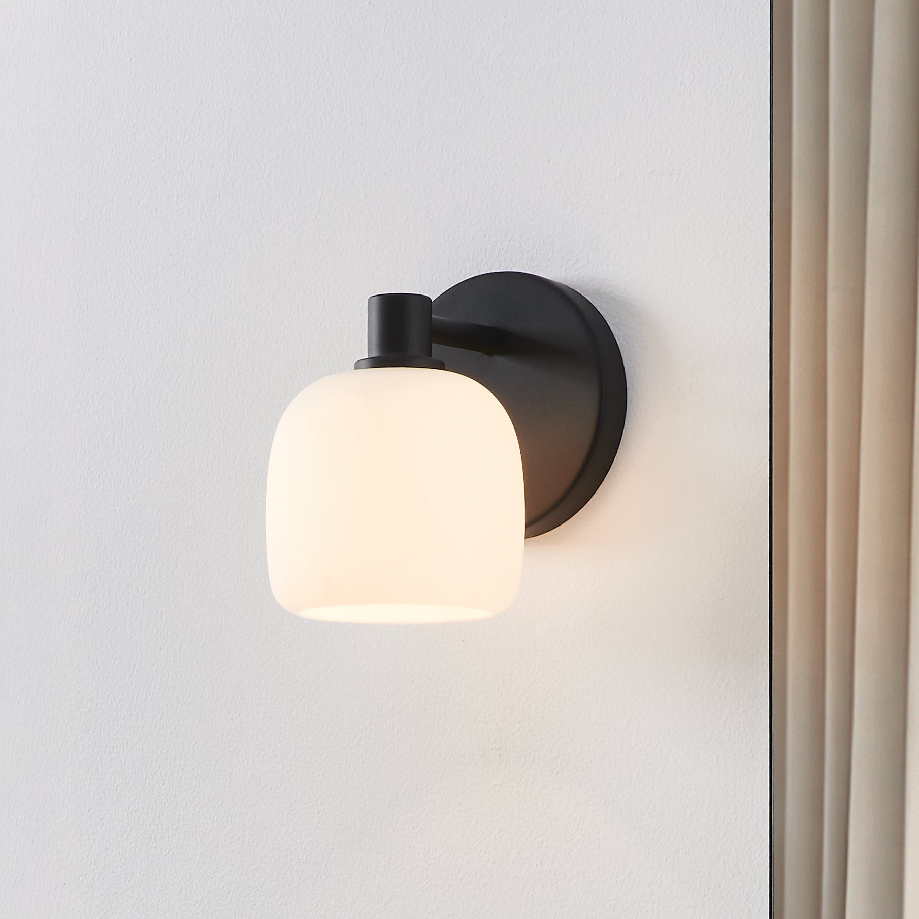 Valentina 5-inch 1-light Matte Black Vanity Light with Etched Opal Glass Shade