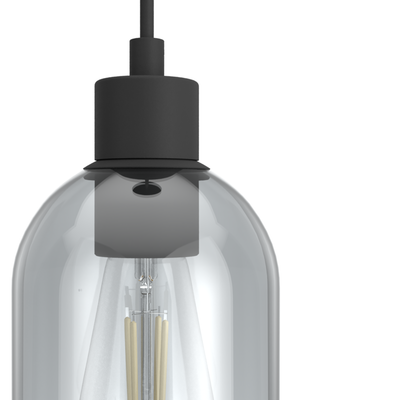 Lochemeade 4.5-inch 1-light Natural Black Iron Pendant with Smoked Glass