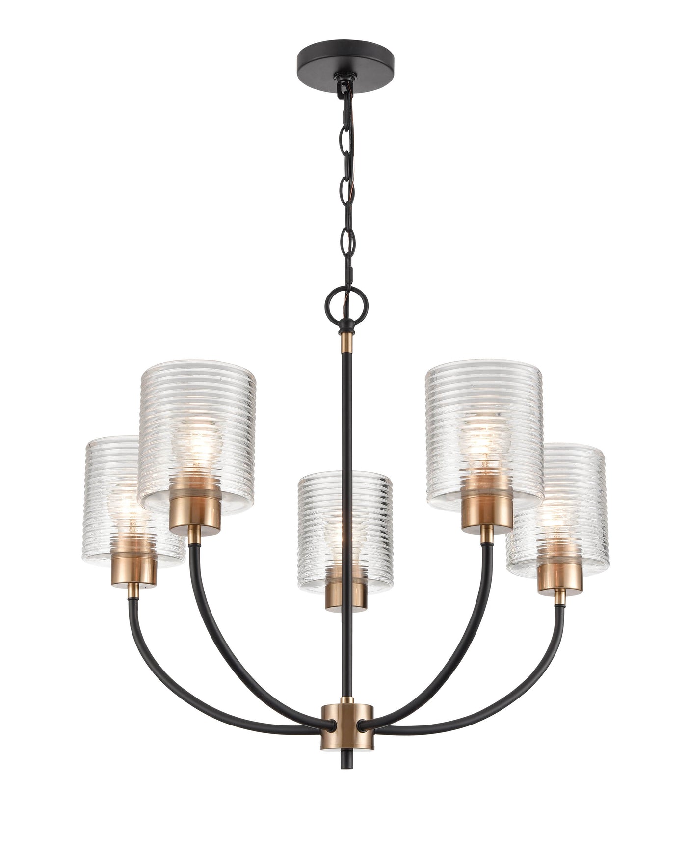 22.5'' Renitta Matte Black/Modern Gold 5 Light Chandelier