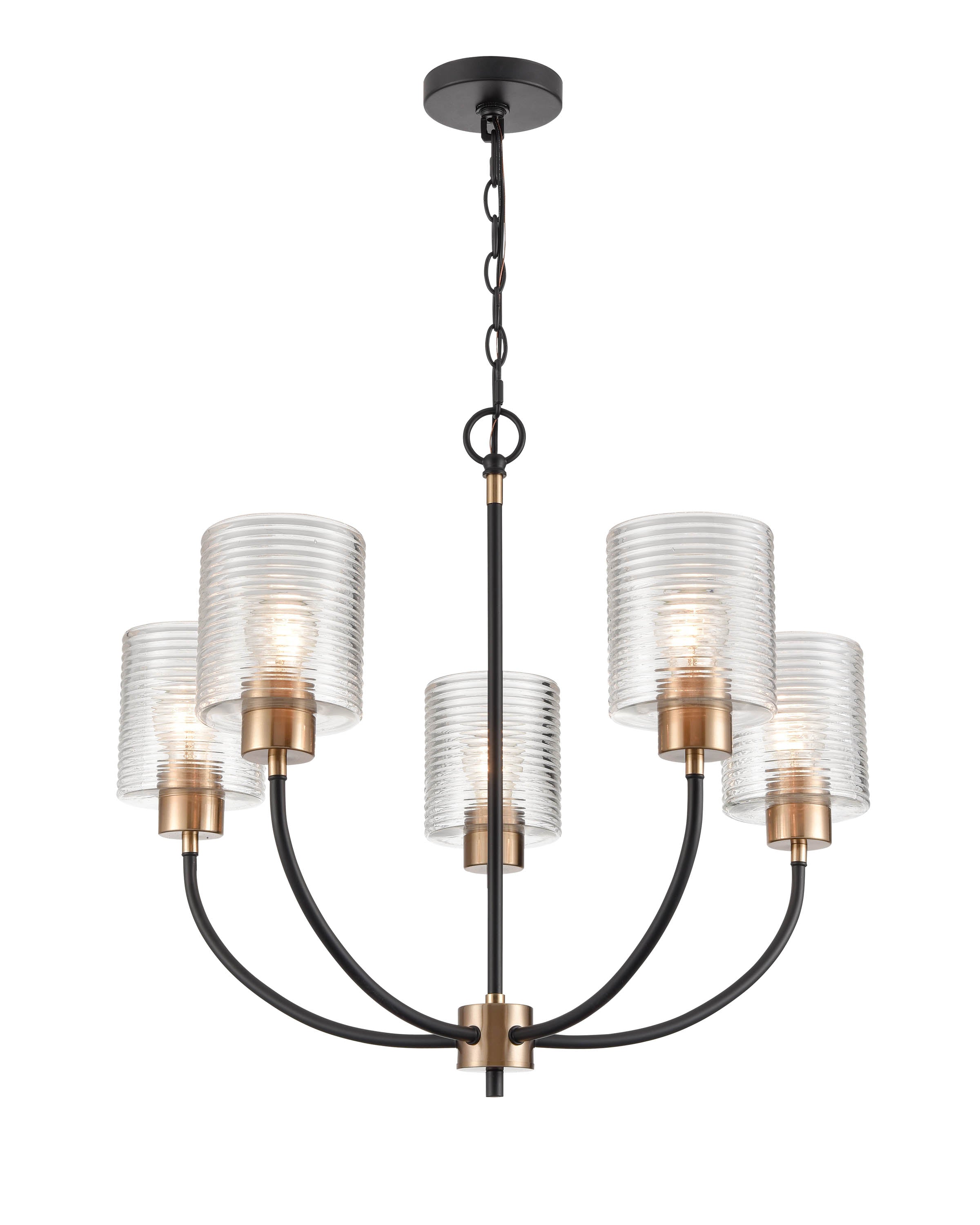 22.5'' Renitta Matte Black/Modern Gold 5 Light Chandelier